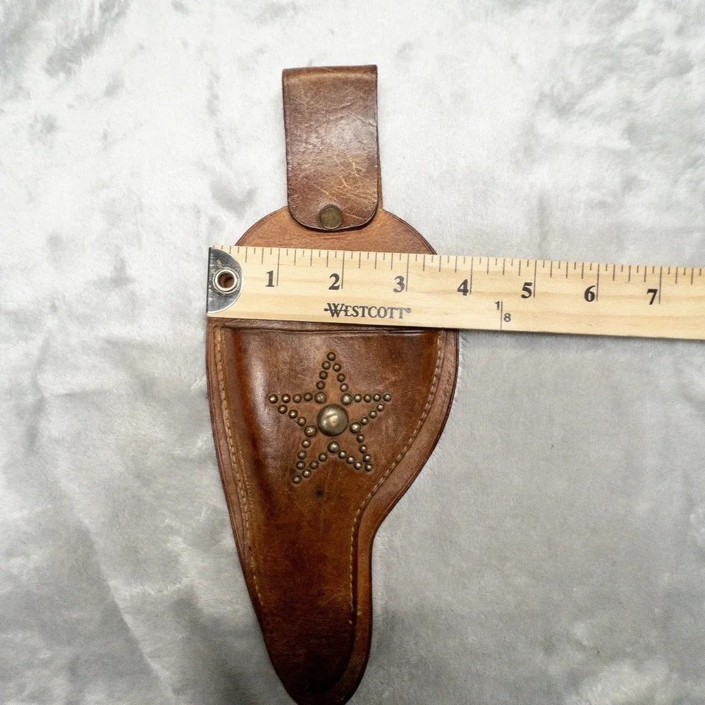 Moose Head Brown Leather Studded Western Holster Left Handed